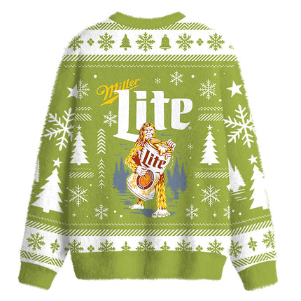 Uglysweatershops Bigfoot Wild Forest Fuzzy Christmas Ugly Sweatshirt