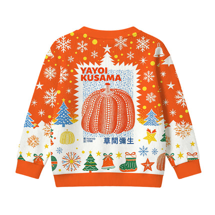 Uglysweatershops Blue Orange Pumpkin Kids Ugly Sweater