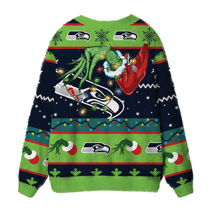 Uglysweatershops Show Your Team Spirit Fuzzy Ugly Cardigan Sweatshirt