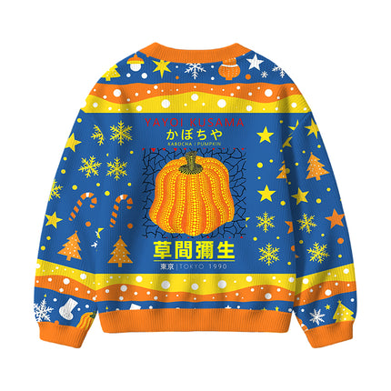 Uglysweatershops Art Pumpkin TOKYO 1900 Kids Ugly Cardigan Sweater