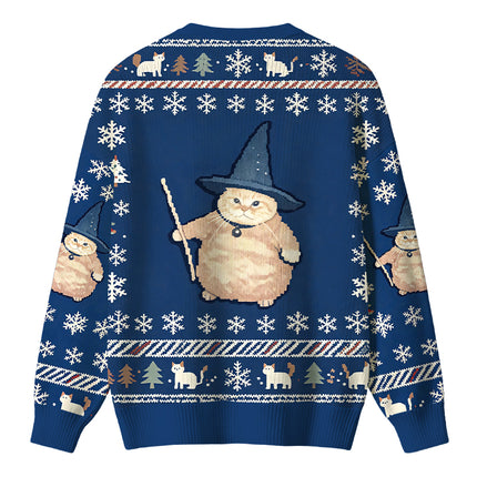 Uglysweatershops Wizard Cat Funny Christmas Ugly Sweater