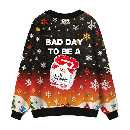 Uglysweatershops Bad Day to be Cigarette Pack Ugly Cardigan Sweater