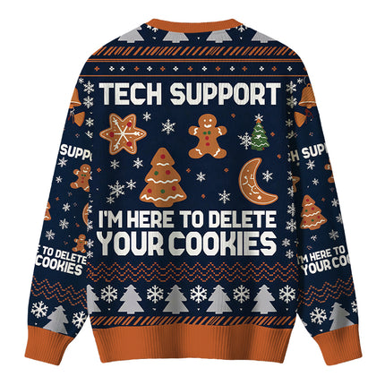 Uglysweatershops Blue Tech Support Computer Programmer Christmas Ugly Sweater