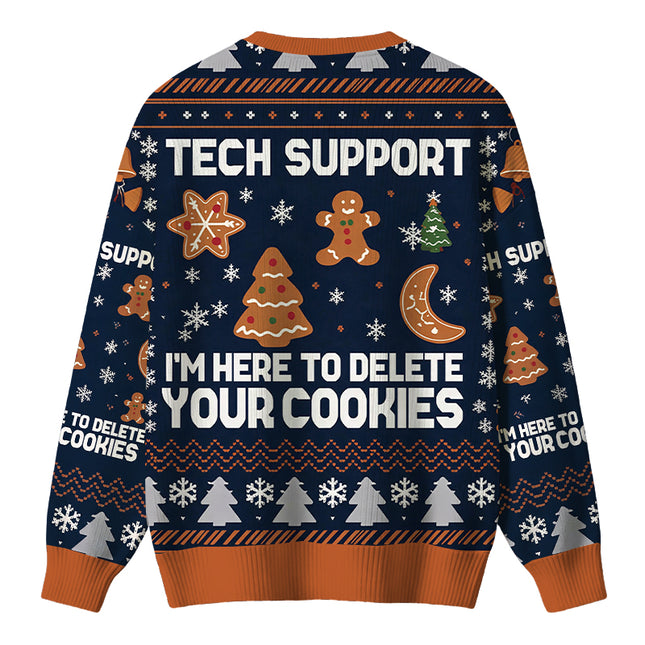 Uglysweatershops Blue Tech Support Computer Programmer Christmas Ugly Sweater