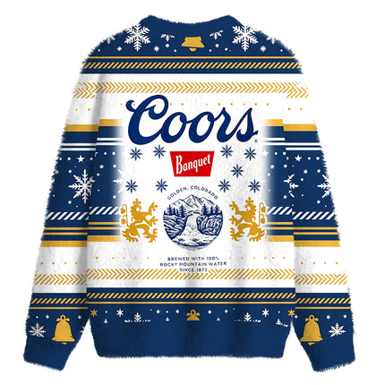 Uglysweatershops Retro Rocky Mountain Beer Fuzzy Christmas Ugly Sweatshirt
