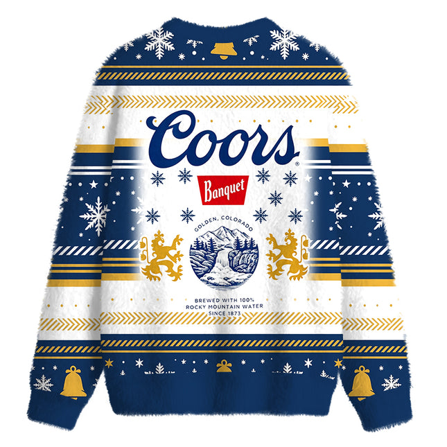 Uglysweatershops Retro Rocky Mountain Beer Fuzzy Christmas Ugly Sweatshirt