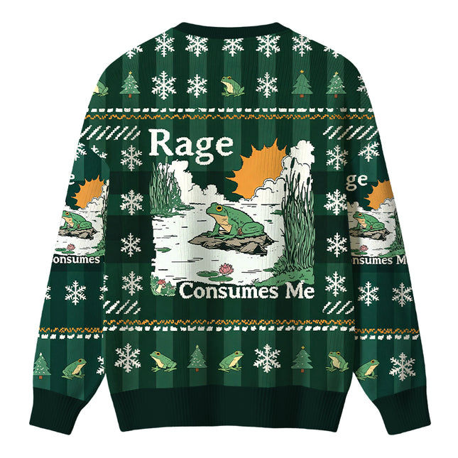 Uglysweatershops Rage Consumes Me Frog Christmas Ugly Sweater