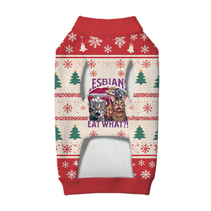 Uglysweatershops Red Lesbians Eat What Funny Dog & Cat Pet Sweater