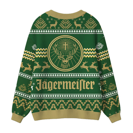 Uglysweatershops Green Deer Ugly Cardigan Sweater