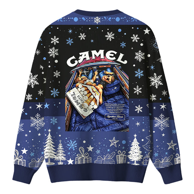 Uglysweatershops Cigarettes Blend Vintage Christmas Ugly Sweater