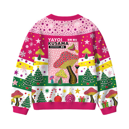 Uglysweatershops Art Mushroom Vintage Kids Ugly Cardigan Sweater