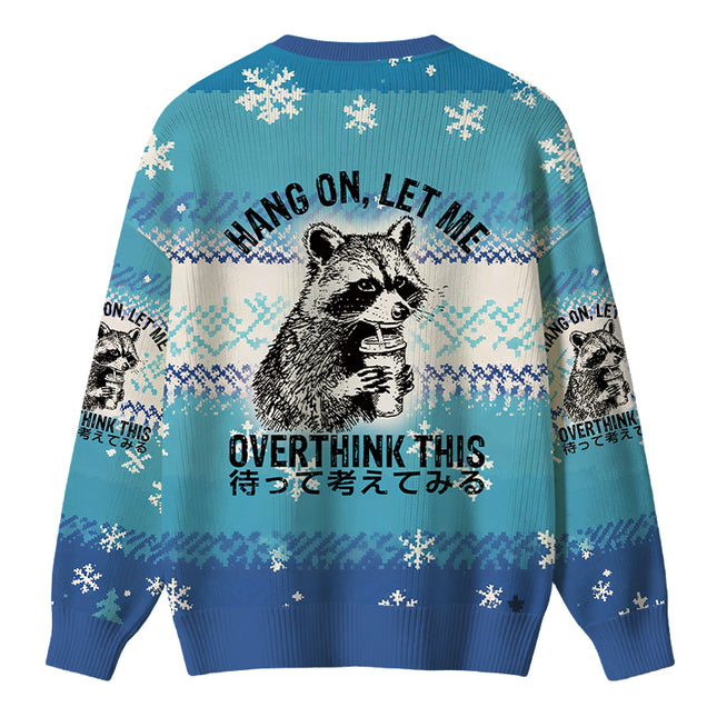 Uglysweatershops Overthink Raccoon Christmas Ugly Sweater