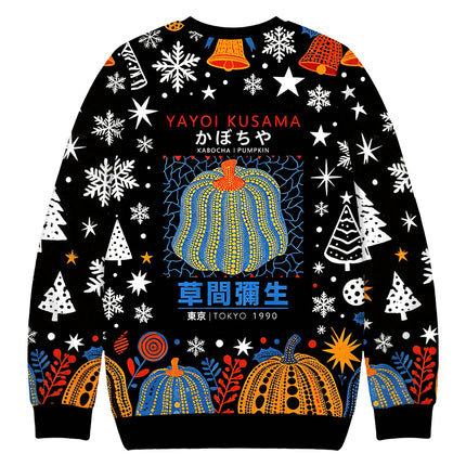 Uglysweatershops Blue Yellow Pumpkin Christmas Ugly Sweatshirt