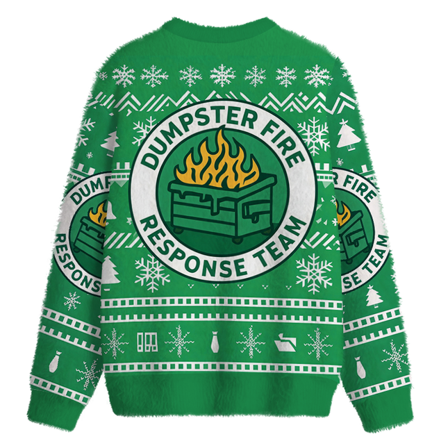 Uglysweatershops Dumpster Fire Response Team Fuzzy Christmas Ugly Sweatshirt