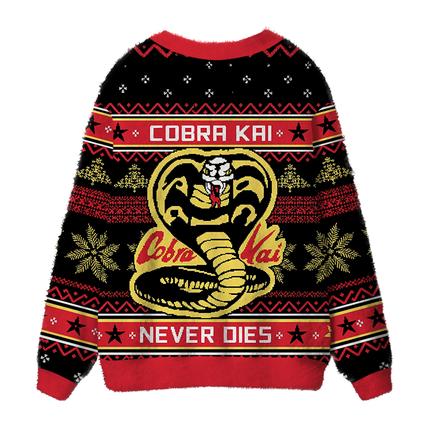 Uglysweatershops Retro Snake Fuzzy Ugly Cardigan Sweatshirt