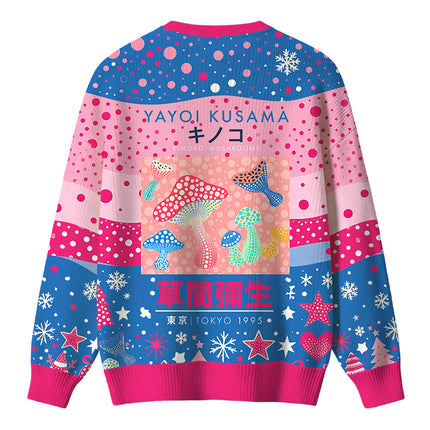 Uglysweatershops Art Pink Mushroom Vintage Christmas Ugly Sweater
