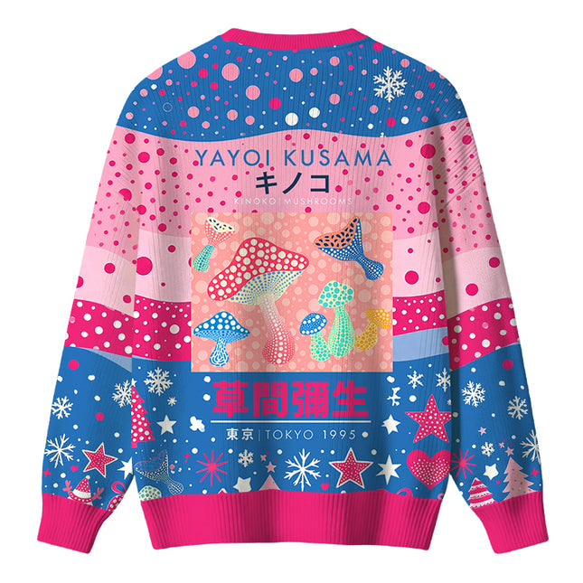Uglysweatershops Art Pink Mushroom Vintage Christmas Ugly Sweater