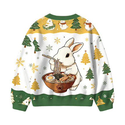 Uglysweatershops Bunny:One More Bowl Kids Ugly Cardigan Sweater