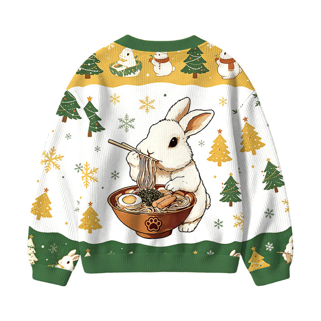 Uglysweatershops Bunny:One More Bowl Kids Ugly Cardigan Sweater