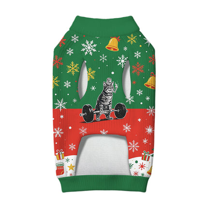 Uglysweatershops Funny Deadlift Cat Dog & Cat Pet Sweater