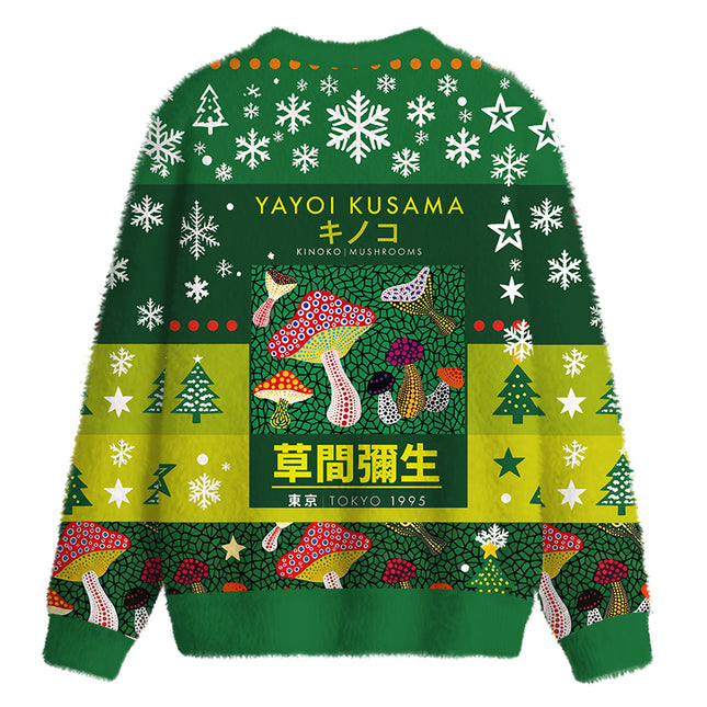Uglysweatershops Art Spotted Mushroom Vintage Fuzzy Christmas Ugly Sweatshirt