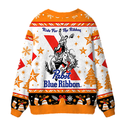 Uglysweatershops Vintage Rodeo Cowboy Ride Fuzzy Ugly Cardigan Sweatshirt