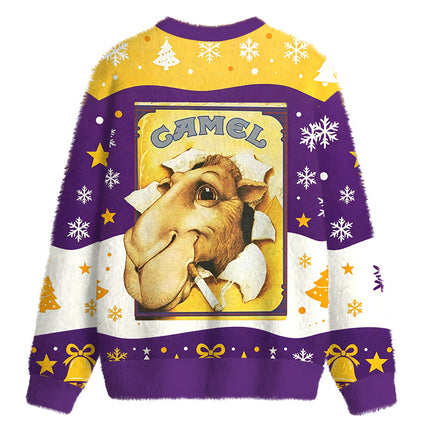 Uglysweatershops Heather Gray Joe Fuzzy Christmas Ugly Sweatshirt