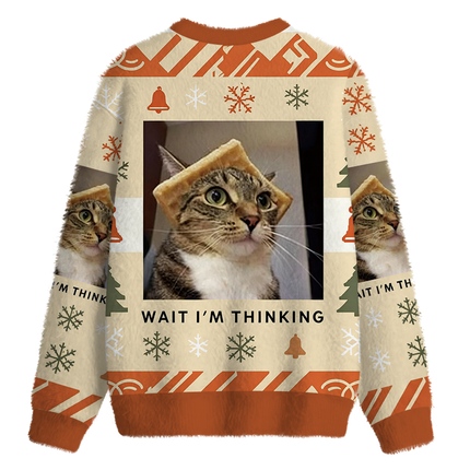 Uglysweatershops Wait Im Thinking Meme Fuzzy Christmas Ugly Sweatshirt