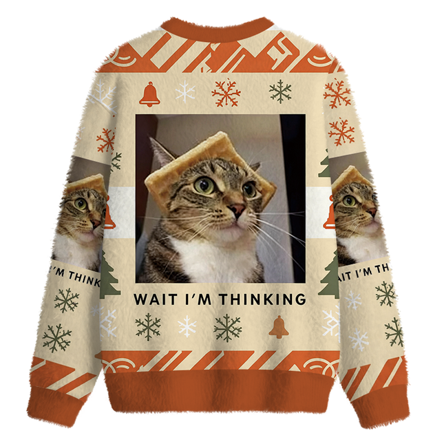 Uglysweatershops Wait Im Thinking Meme Fuzzy Christmas Ugly Sweatshirt