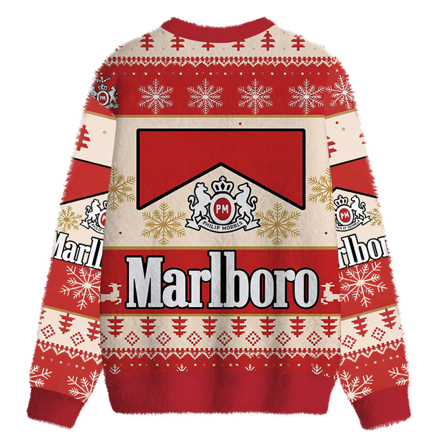 Uglysweatershops Red Cig Fuzzy Christmas Ugly Sweatshirt