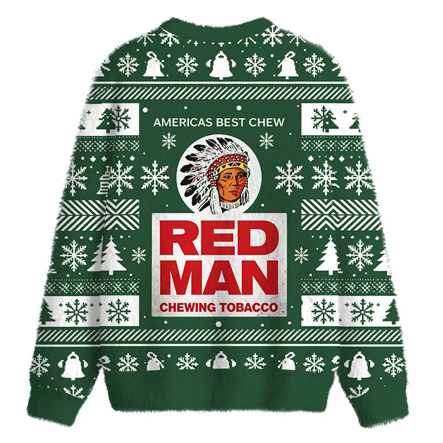 Uglysweatershops Tobacco Vintage Fuzzy Christmas Ugly Sweatshirt