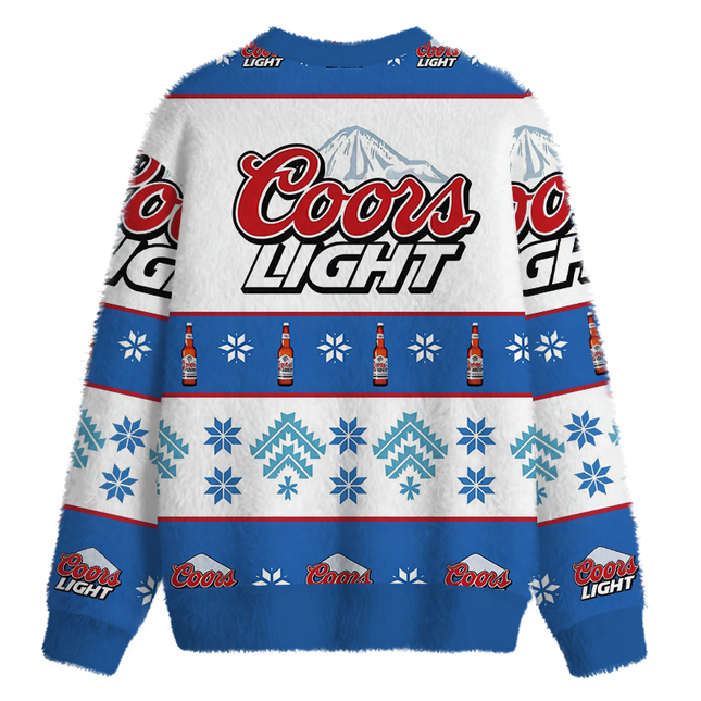 Uglysweatershops Blue Light Fuzzy Christmas Ugly Sweatshirt