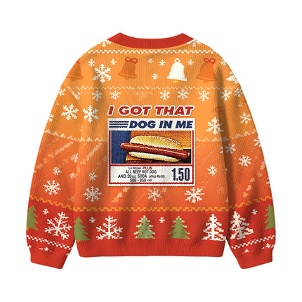 Uglysweatershops I Got That Dog In Me Kids Ugly Cardigan Sweater