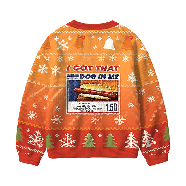 Uglysweatershops I Got That Dog In Me Kids Ugly Cardigan Sweater