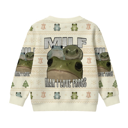 Uglysweatershops Man I Love Frogs Kids Ugly Sweater