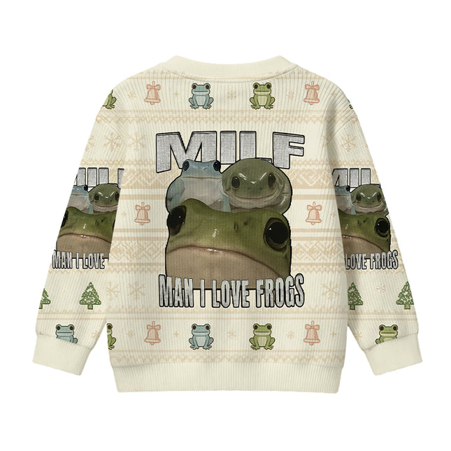 Uglysweatershops Man I Love Frogs Kids Ugly Sweater