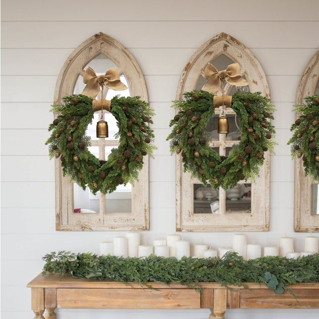 Uglysweatershops Christmas Pine Cone Bell Wreath