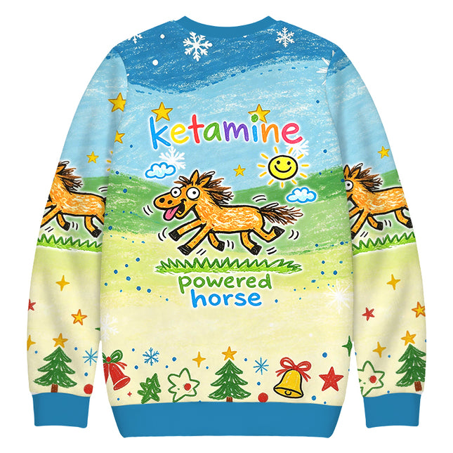 Uglysweatershops Powered Horse Christmas Ugly Sweatshirt