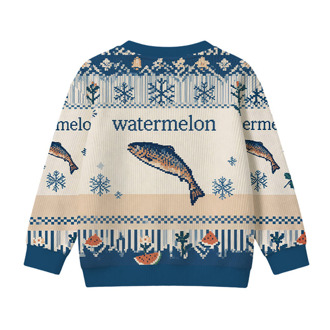Uglysweatershops Watermelon Fish Kids Ugly Sweater