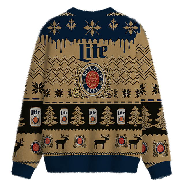 Uglysweatershops Brown Lite Fuzzy Christmas Ugly Sweatshirt