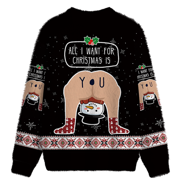Uglysweatershops Hilarious Situations Fuzzy Christmas Ugly Sweatshirt