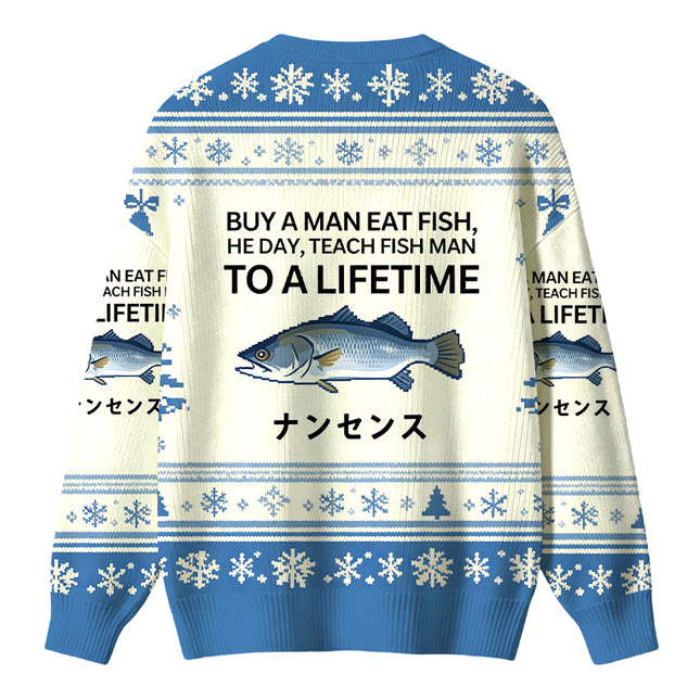 Uglysweatershops Buy a Man Eat Fish Christmas Ugly Sweater