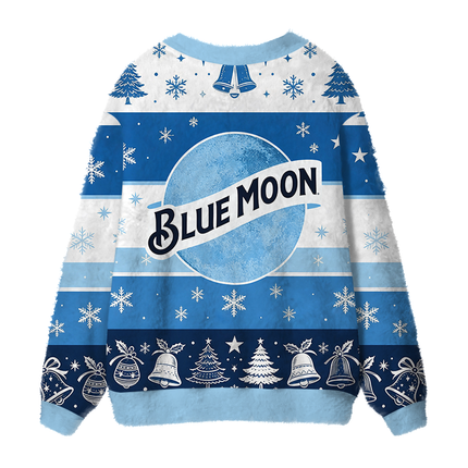 Uglysweatershops Vintage Moon Fuzzy Ugly Cardigan Sweatshirt