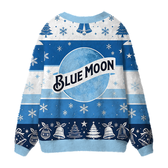 Uglysweatershops Vintage Moon Fuzzy Ugly Cardigan Sweatshirt