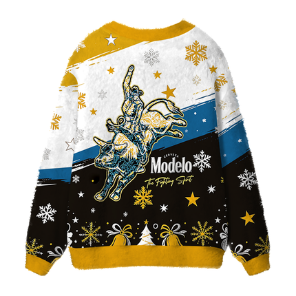 Uglysweatershops Western Rodeo Fighting Fuzzy Ugly Cardigan Sweatshirt