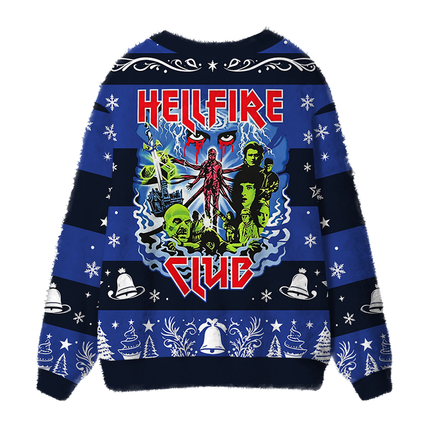 Uglysweatershops Retro Metal Style Fuzzy Ugly Cardigan Sweatshirt