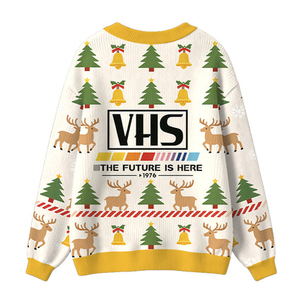 Uglysweatershops VHS 1976 Vintage Ugly Cardigan Sweater