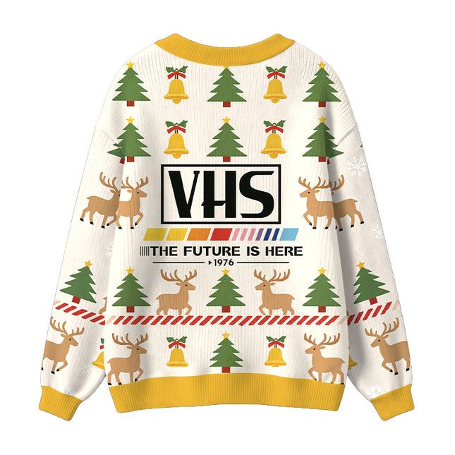 Uglysweatershops VHS 1976 Vintage Ugly Cardigan Sweater