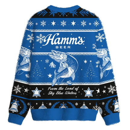 Uglysweatershops Land of Sky Blue Fuzzy Christmas Ugly Sweatshirt