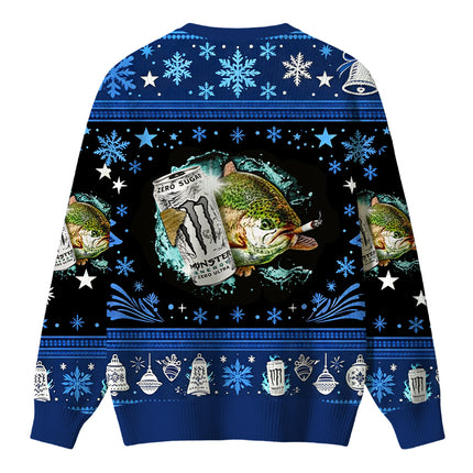 Uglysweatershops Retro Trout Fishing Christmas Ugly Sweater